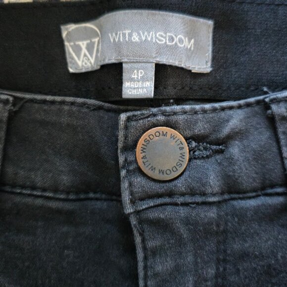 Wit & Wisdom Petite Black Stretchy Mid Rise Wide Waistband Skinny Ankle Jeans - Picture 3 of 6